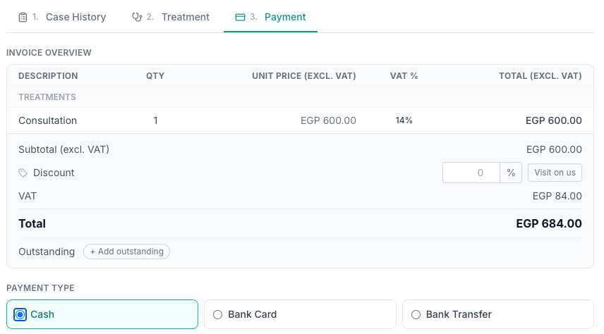 From encounter to invoice in one click screenshot